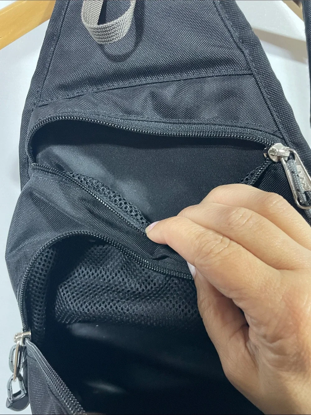 REI Black Sling Backpack with Gray Accents